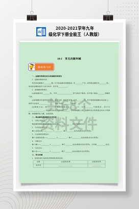 2020-2021学年九年级化学下册全能王（人教版）