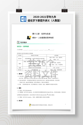 2020-2021学年九年级化学下册提升讲义（人教版）