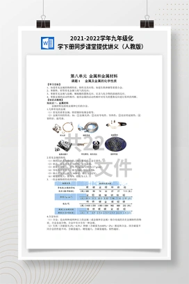 2021-2022学年九年级化学下册同步课堂提优讲义（人教版）