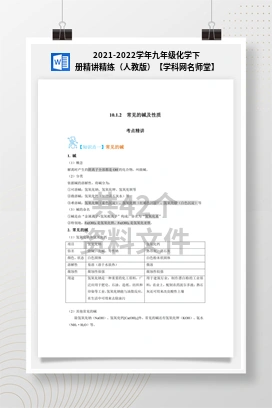 2021-2022学年九年级化学下册精讲精练（人教版）【学科网名师堂】