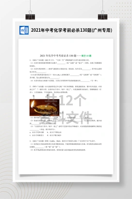 2021年中考化学考前必杀130题(广州专用)