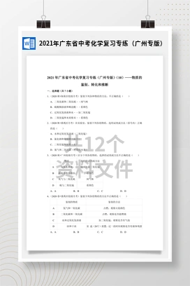 2021年广东省中考化学复习专练（广州专版）