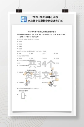 2022-2023学年上海市九年级上学期期中化学试卷汇总