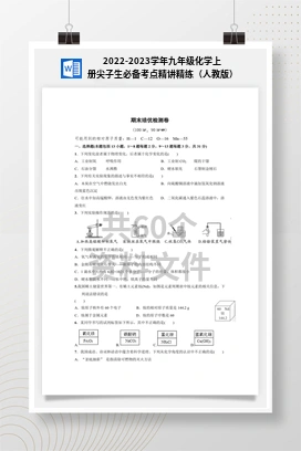2022-2023学年九年级化学上册尖子生必备考点精讲精练（人教版）