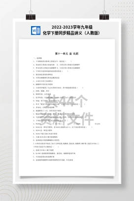 2022-2023学年九年级化学下册同步精品讲义（人教版）