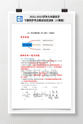 2022-2023学年九年级化学下册同步考点解读培优训练（人教版）