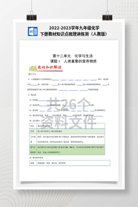 2022-2023学年九年级化学下册教材知识点梳理讲练测（人教版）