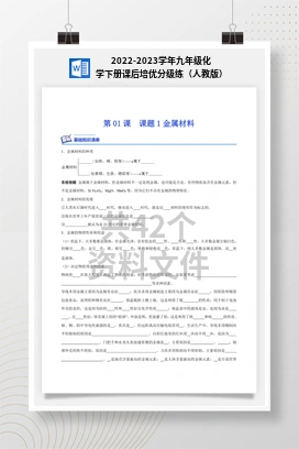 2022-2023学年九年级化学下册课后培优分级练（人教版）
