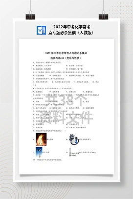 2022年中考化学常考点专题必杀集训（人教版）