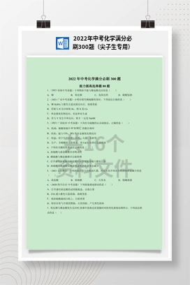 2022年中考化学满分必刷300题（尖子生专用）