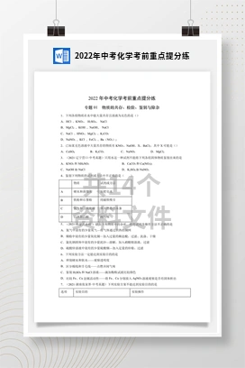 2022年中考化学考前重点提分练