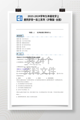 2023-2024学年九年级化学上册同步举一反三系列（沪教版·全国）