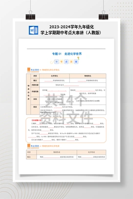 2023-2024学年九年级化学上学期期中考点大串讲（人教版）