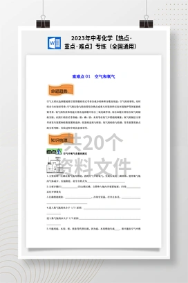 2023年中考化学【热点·重点·难点】专练（全国通用）