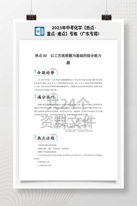 2023年中考化学【热点·重点·难点】专练（广东专用）