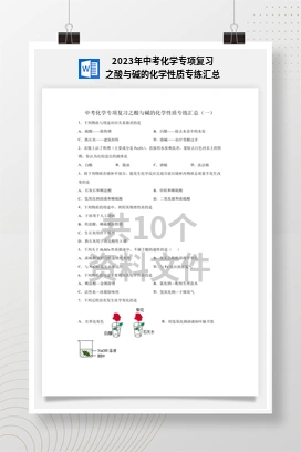 2023年中考化学专项复习之酸与碱的化学性质专练汇总