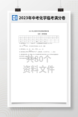 2023年中考化学临考满分卷