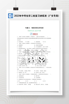 2023年中考化学二轮复习讲练测（广东专用）