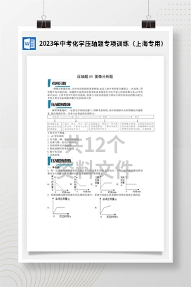 2023年中考化学压轴题专项训练（上海专用）