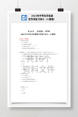 2023年中考化学各题型专项复习讲义（人教版）