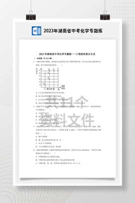 2023年湖南省中考化学专题练