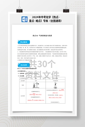 2024年中考化学【热点·重点·难点】专练（全国通用）