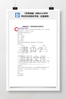 【专项突破】冲刺2023年中考化学实验探究专练（全国通用）