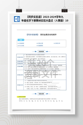 【同步实验课】2023-2024学年九年级化学下册教材实验大盘点（人教版）10