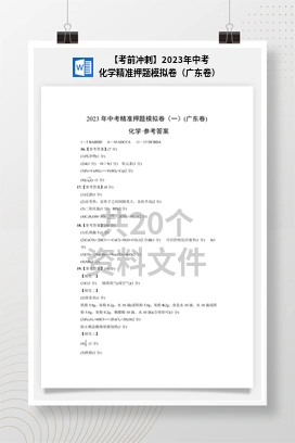 【考前冲刺】2023年中考化学精准押题模拟卷（广东卷）