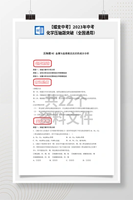 【蝶变中考】2023年中考化学压轴题突破（全国通用）