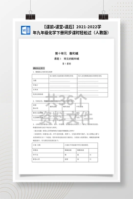 【课前•课堂•课后】2021-2022学年九年级化学下册同步课时轻松过（人教版）