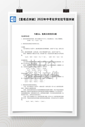 【重难点突破】2022年中考化学实验专题突破
