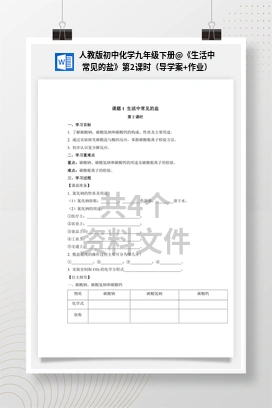 《生活中常见的盐》第2课时（导学案+作业） 人教版初中化学九年级下册