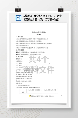 《生活中常见的盐》第3课时（导学案+作业） 人教版初中化学九年级下册