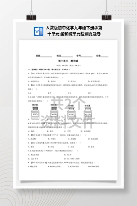 第十单元 酸和碱单元检测真题卷 人教版初中化学九年级下册