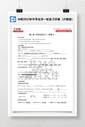 冲刺2023年中考化学一轮复习学案（沪教版）