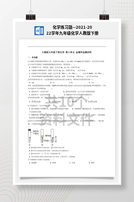 化学练习题—2021-2022学年九年级化学人教版下册