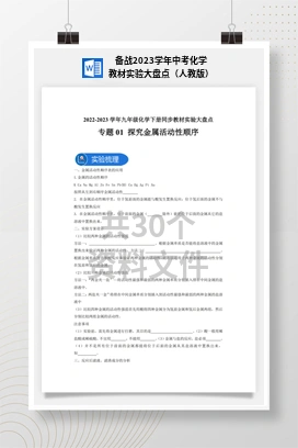 备战2023学年中考化学教材实验大盘点（人教版）