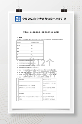 宁夏2023年中考备考化学一轮复习题