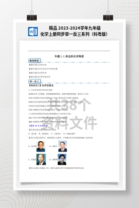 精品 2023-2024学年九年级化学上册同步举一反三系列（科粤版）