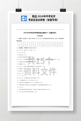 精品 2024年中考化学考前信息必刷卷（安徽专用）