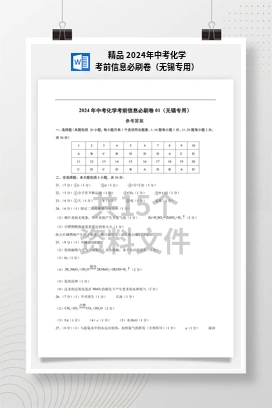 精品 2024年中考化学考前信息必刷卷（无锡专用）