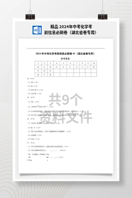 精品 2024年中考化学考前信息必刷卷（湖北省卷专用）