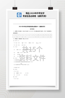 精品 2024年中考化学考前信息必刷卷（湖南专用）