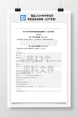 精品 2024年中考化学考前信息必刷卷（辽宁专用）