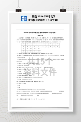 精品 2024年中考化学考前信息必刷卷（长沙专用）