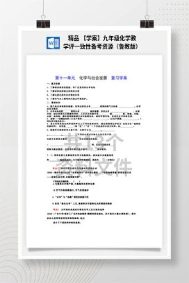 精品 【学案】九年级化学教学评一致性备考资源（鲁教版）