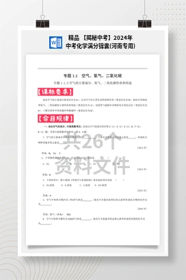 精品 【揭秘中考】2024年中考化学满分锦囊(河南专用)