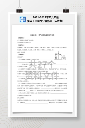 2021-2022学年九年级化学上册同步分层作业（人教版）