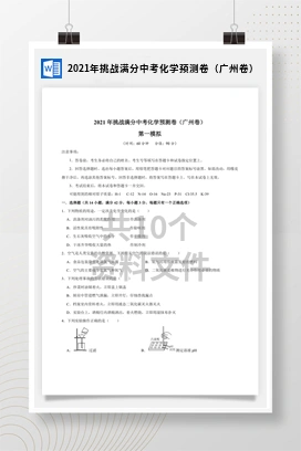 2021年挑战满分中考化学预测卷（广州卷）